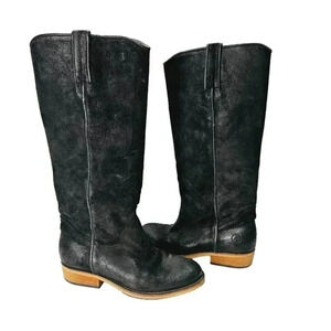 Knee High Coastal Cowgirl Black Suede Leather Boots Size 36/6